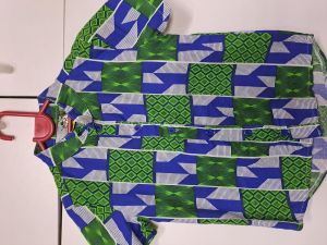Kids Costumes to Hire - African - BLue & Green shirt - 3-4 years